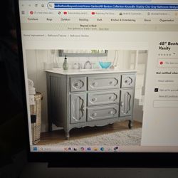 48 In Benton Collection Knoxville Shabby Chic Gray Bath Vanith