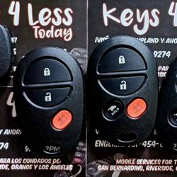 $70 in Pomona or Upland | Toyota Key w/ Separate 3, 4, or 6-Button Remote Copy (Sienna, RAV4, Tundra, Tacoma, Avalon, Highlander)