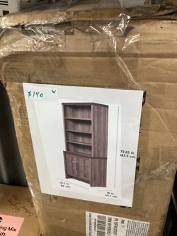Tall Bookcase with Cabinet Door Storage