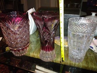 Bohemian Crystal Vases From Czechoslovakia 