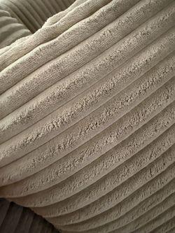 Beige/Gray Ribbed Oversized Swiveling Chair