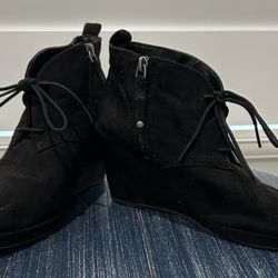 Faux Suede Wedge Booties