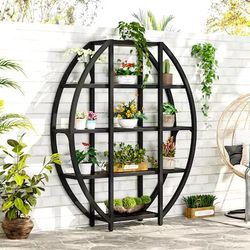 Tribesigns Rustic Brown Metal 5 -Shelf Ladder Bookcase (

