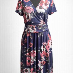 Ouges Floral Wrap Dress with Pockets – Size L