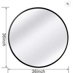 36” Elegant Round Metal Wall Mirror – Black – Like New
