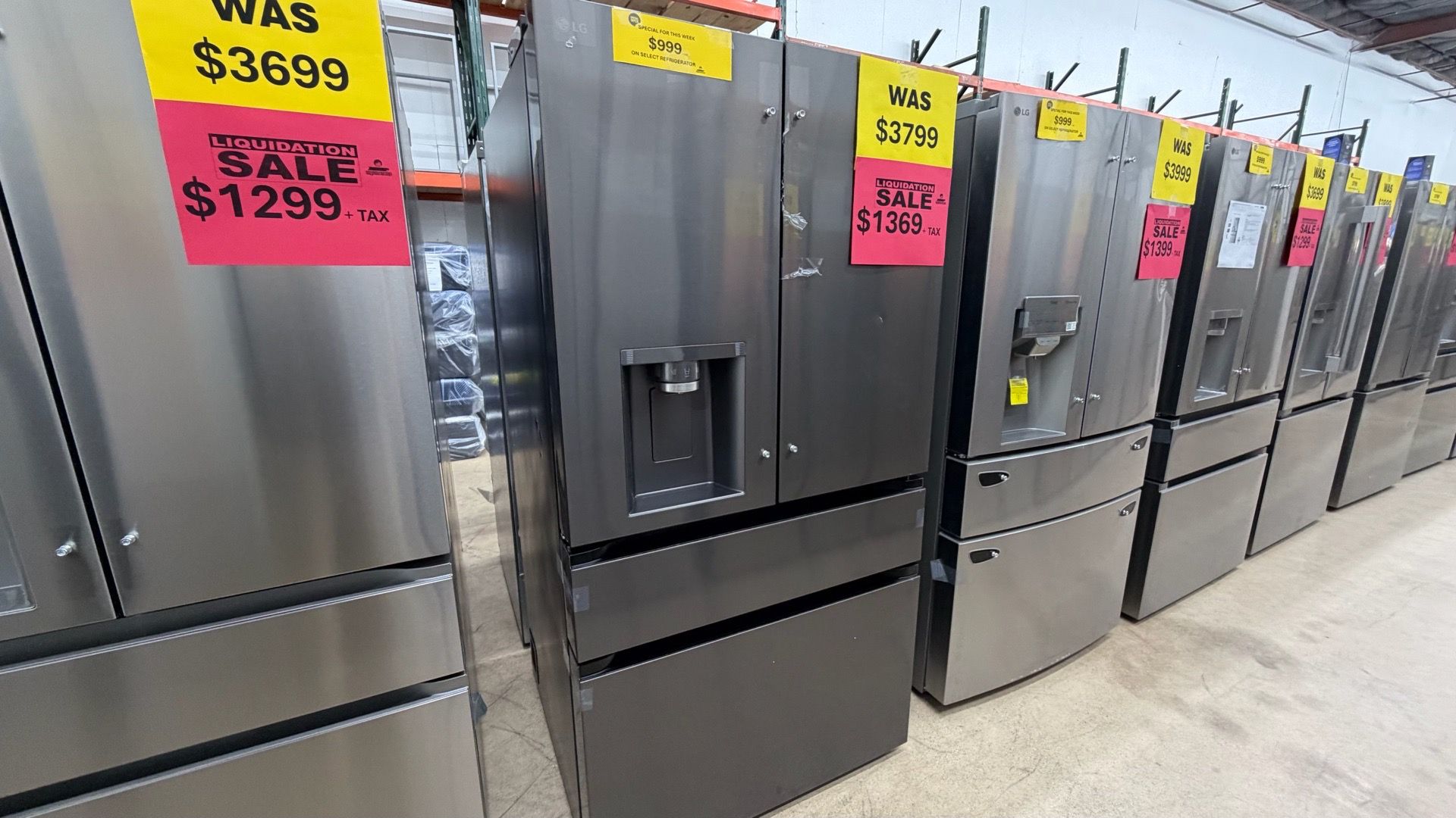 $999‼️ new 4-Door French Door Refrigerator styled in a premium PrintProof Black Stainless Steel finish