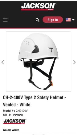 Jackson Safety CH-2-400V Type 2 Hard Hat - Vented Construction Safety Helmet with Side Impact Head Protection - ANSI Z89.1 Type 2 & OSHA Compliant -