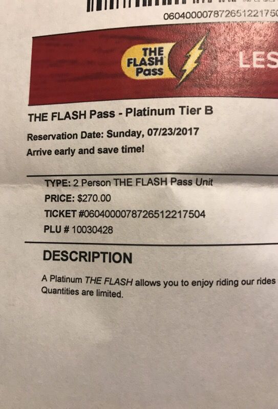 Platinum Tier b flash passes for six flags