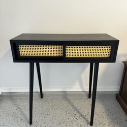 Console Table, Small Desk / Black / Rattan / Modern / NEW