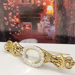 UNIQUE VINTAGE  PEARLS BROOCH 2.5"IN
