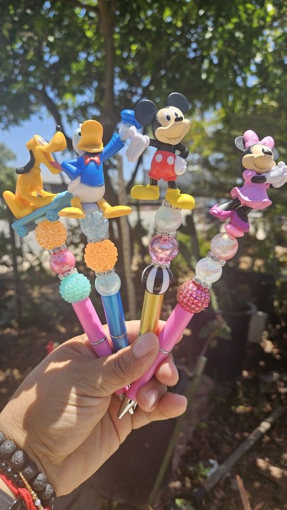 Mickey Mouse And Friends Beaded Pens New