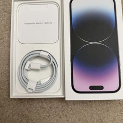 Iphone 14 Pro Empty Box With New Apple Lightning Cable