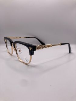 Chrome hearts black and gold blue light glasses