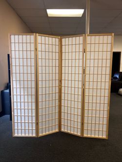 4 Panels Room Divider Natural color