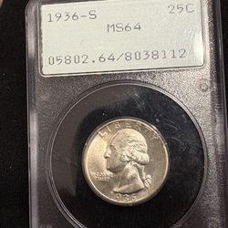 1936-S Washington quarter PCGS MS64