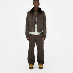 Burberry Shearling Collar Cotton Bomber Jacket