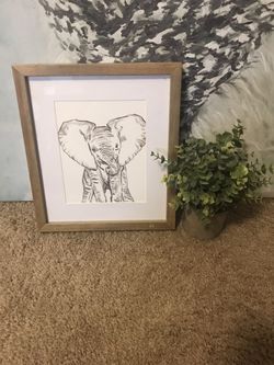 Decor Set Elephant And Faux Plant