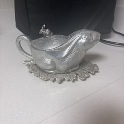 Antique Silver Rabbit Tea Pot