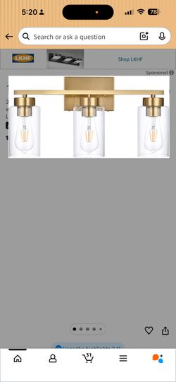 3-Light Bathroom Vanity Light, Modern Brushed Gold Wall Lights with Clear Glass Shades, Bathroom Wall Sconce Lamp for Mirror Living Room Bedroom Hallw