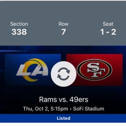 Rams v. 49ers AISLE SEATS THURSDAY NIGHT FOOTBALL
