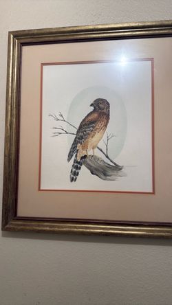 Hawk highlighted by Moon, and signed by artist.
