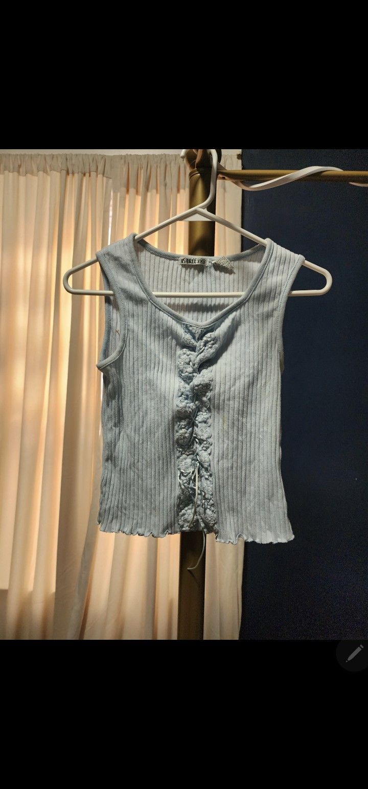 Stitch Blue Corset Vest Blouse $17