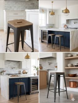 Two wooden metal barstools