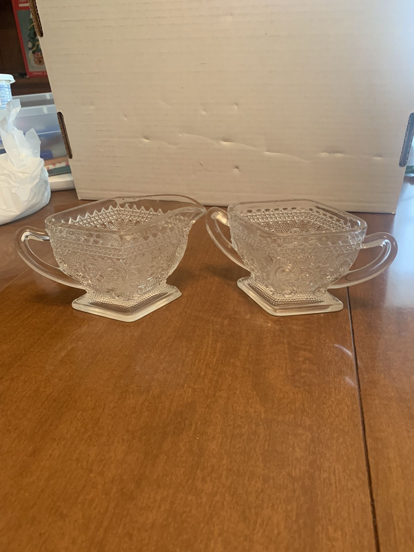 Indiana Pressed Glass Sugar And Creamer