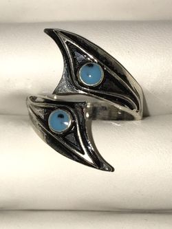 Size 7 silver and turquoise ring