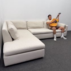 West Elm Harris 116" Left Bench Cushion 2-Piece Bumper Chaise Sectional Couch - Sand (Can Deliver)