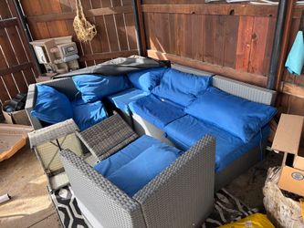 Outdoor Wicker Sofa Set with Cushions