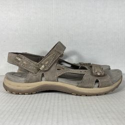 Earth Origins Sophie Size 8 Womens Sandals Beige Suede Tan Leather Strappy Sport