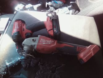 Grinder and drill with battery