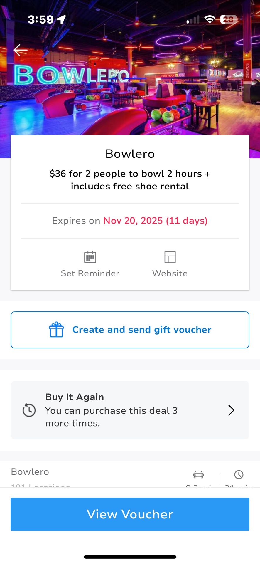 Groupon Lucky Strike Bowling voucher Discount expiring Nov 20th! For 2 Or 6 People 2 Hours And Free Shoe Rentals for Any Lucky Strike Bowling Location