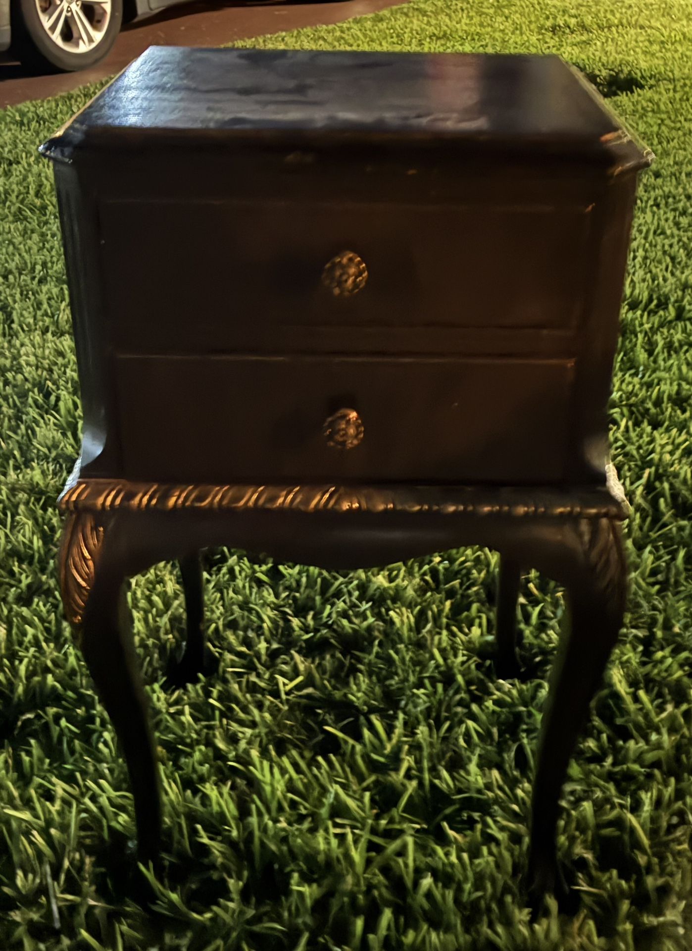 antique end table all wood