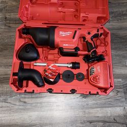 M12 12-Volt Lithium-Ion Cordless Drain Cleaning Airsnake Air Gun Kit with (1) 2.0Ah Battery, Toilet Attachments