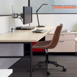 New Mid Back Office Chair PU Leather Computer Desk Chair Adjustable Swivel Task Chair Armless   New in box T OC85PSBN-D Office chair Computer deskComp
