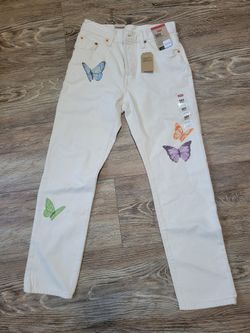 501 LEVI'S 24x28 Beige With Butterfly 🦋