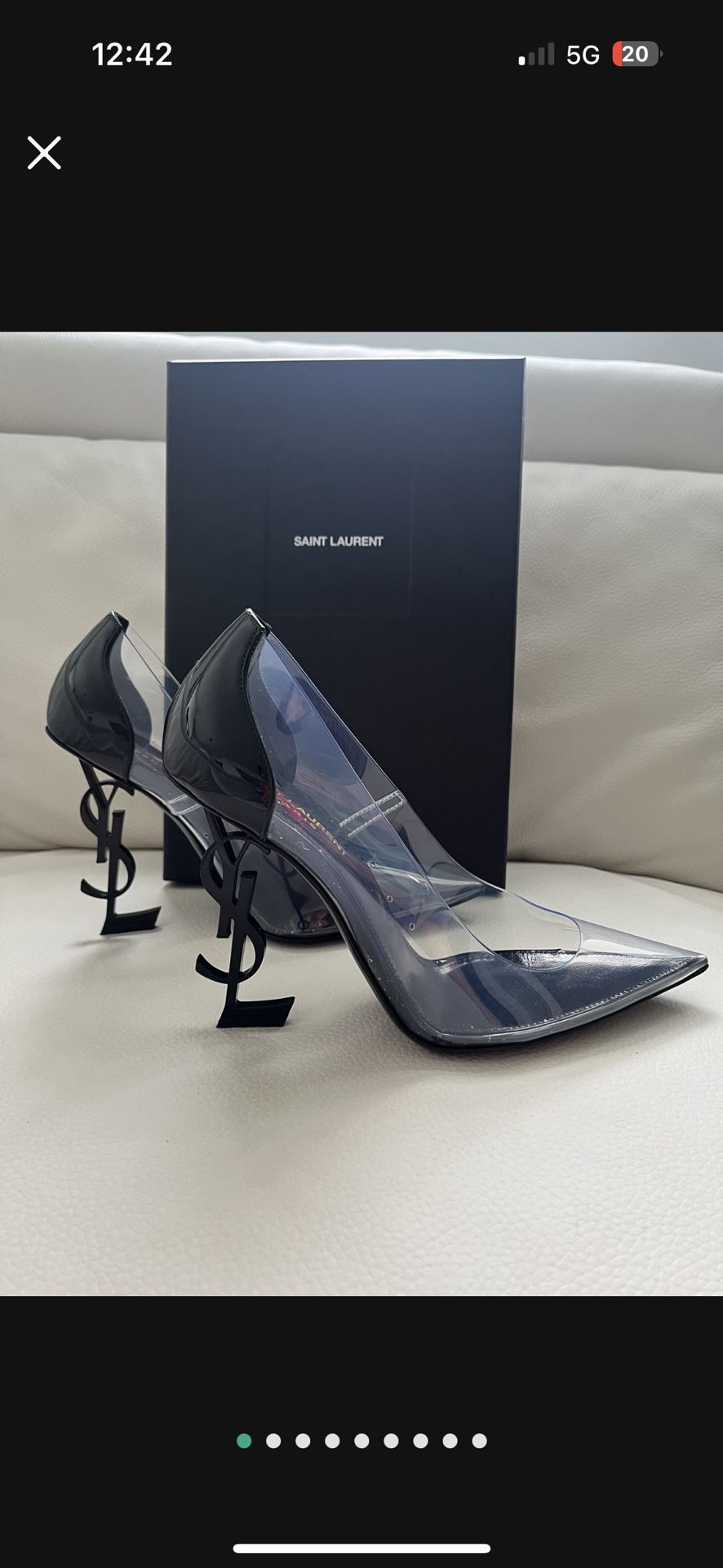 YSL Clear Black Point Toe Heel Pumps