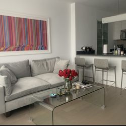 West Elm Harmony 82" Sofa, Performance Velvet, Dove Gray