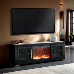 FM-AC415BK-TV-7- Ashbourne 72″ TV Stand With Fireplace