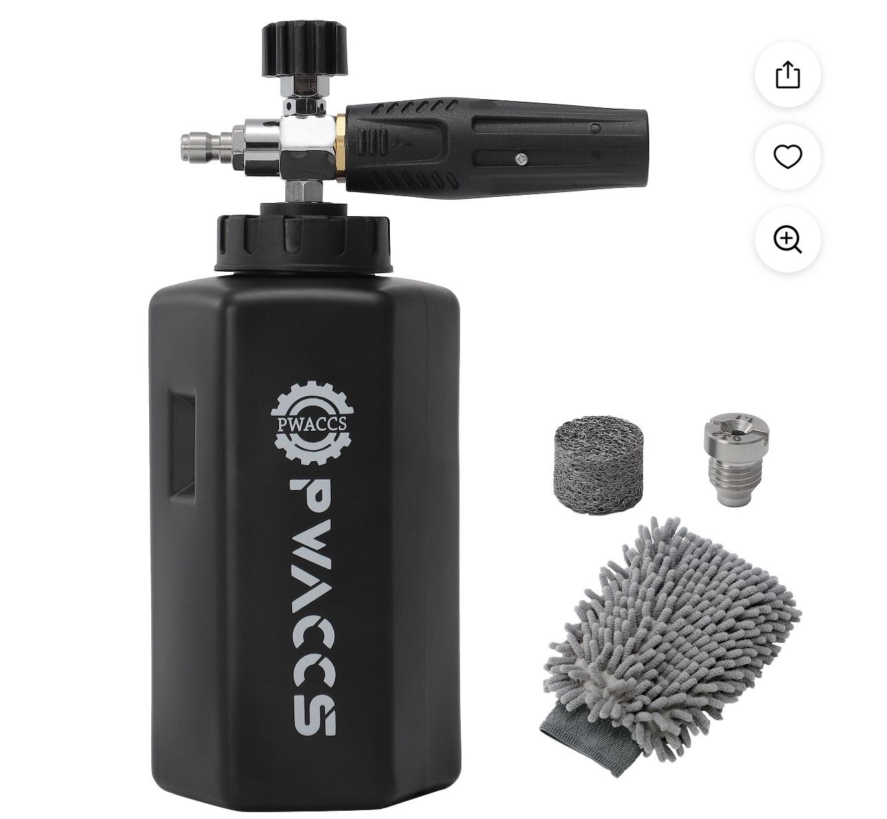 PWACCS Foam Cannon for Pressure Washer, Adjustable Car Wash Foam Cannon, Big Mouth Snow Foam Lance with 1/4" Quick Connect, Thick Foam Power Wash Foam
