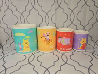 Tupperware Disney Winnie The Pooh 4 Pc Set Storage Canisters Container No Lids