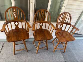 Set of 3 Solid Wood Counter Height Chairs
