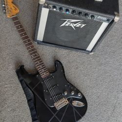 Fender Squier Stratocaster Guitar & Peavey Amp