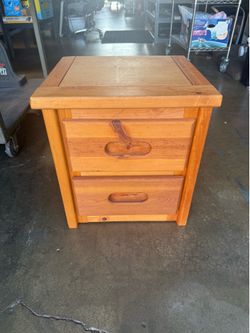 Solid Pine Wood 2-Drawer Nightstand