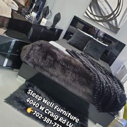 👉4pc Queen Led Light Bedroom 👉Furniture Sectional, Dining Table Sets, Bunk Beds Avail 