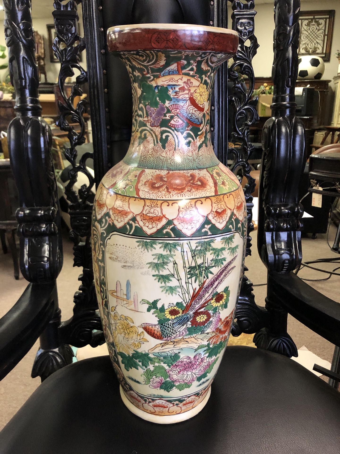 24” tall Oriental Vase - 10” max diameter