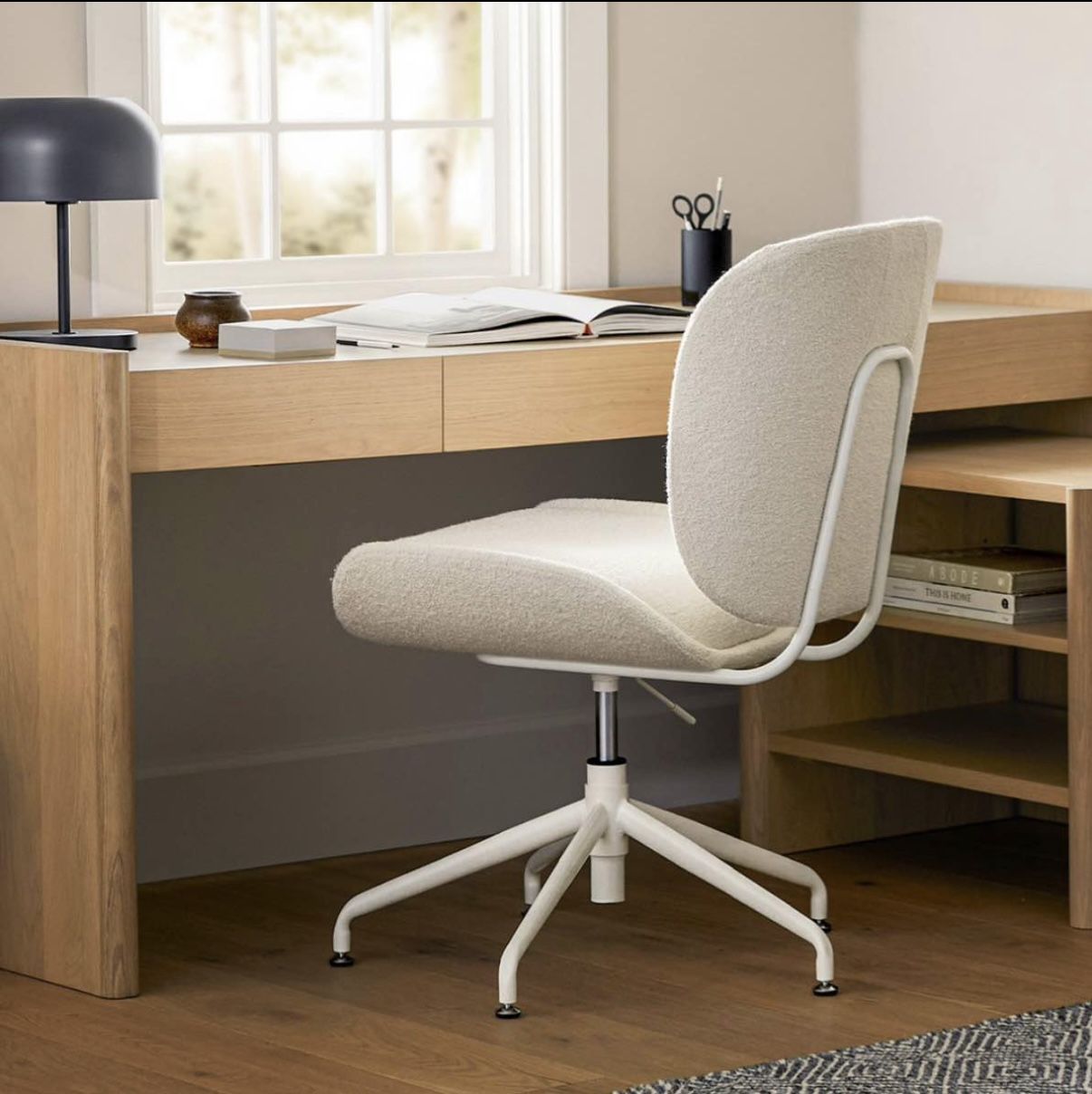 Rya Office Chair - Ivory Wool Bouclé, used less than 30 days