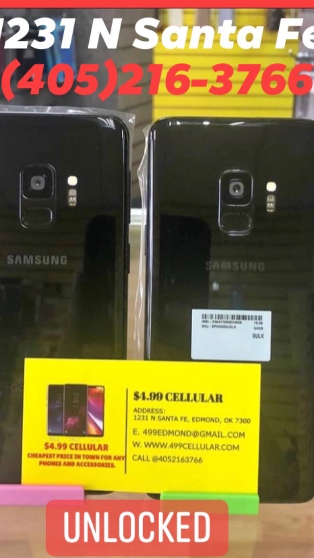 Samsung Galaxy S9 (Unlocked) 64gb $249/only